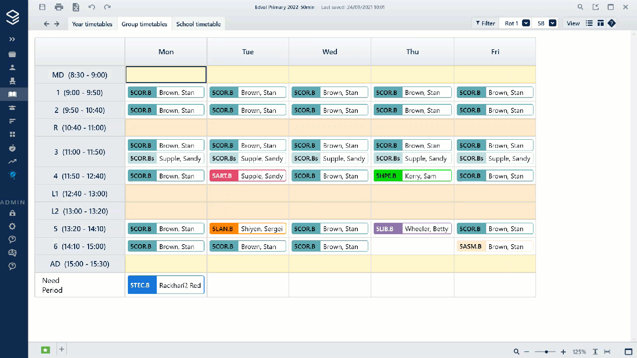 Timetable chart for class student infromation chart sopdrum