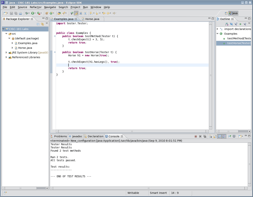 Code in (default package)