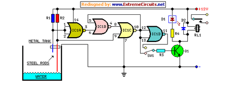 Water Pump Relay Controller Circuit Schematic