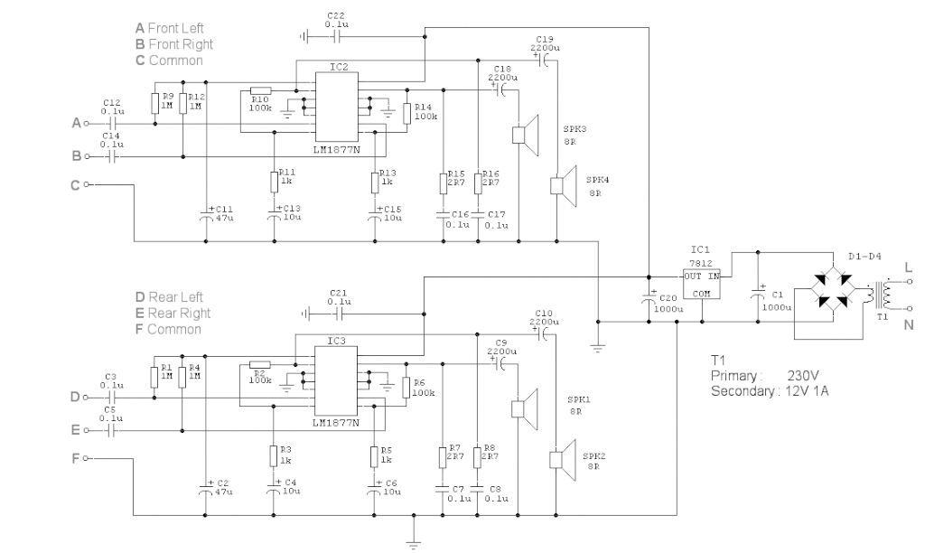 Amplifier With Quadraphonic Pattern by LM1877 EE