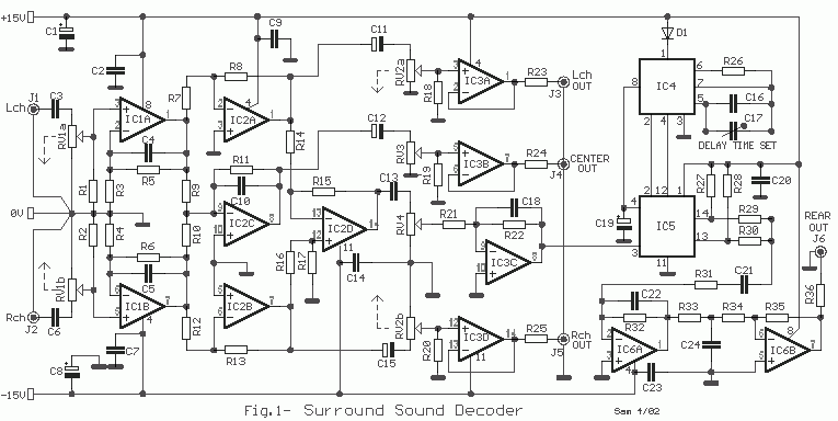 5.1 Surround Sound Circuit Diagram - Surround Sound Decoder : 2.1
