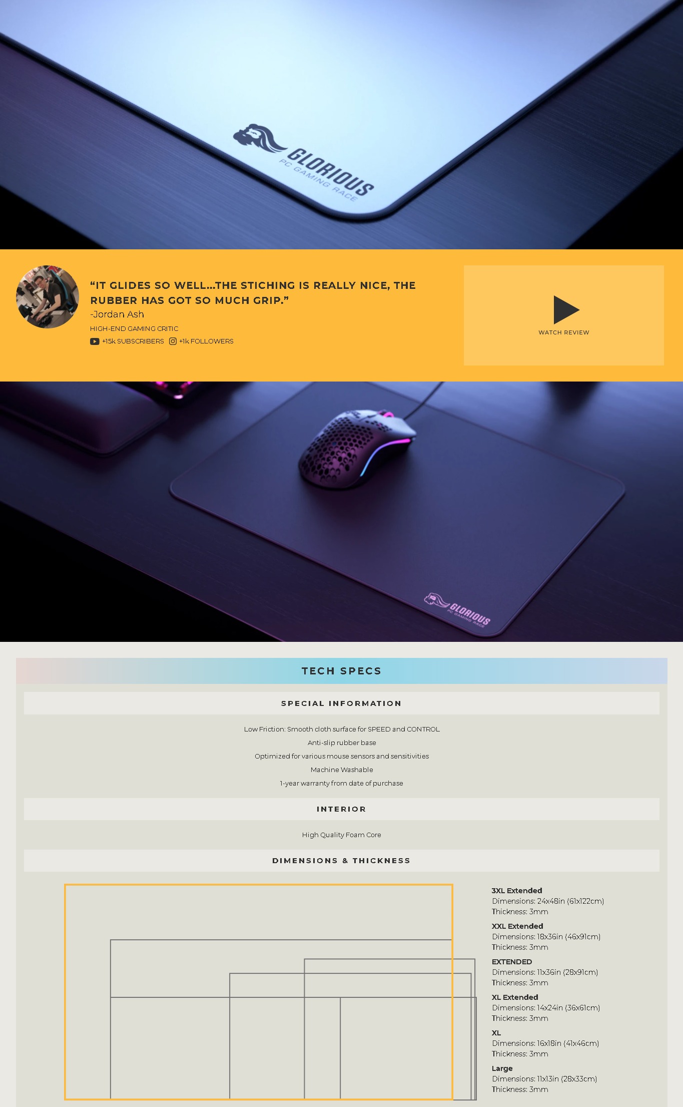 Glorious Extended Gaming Mouse Pad White Pakistan