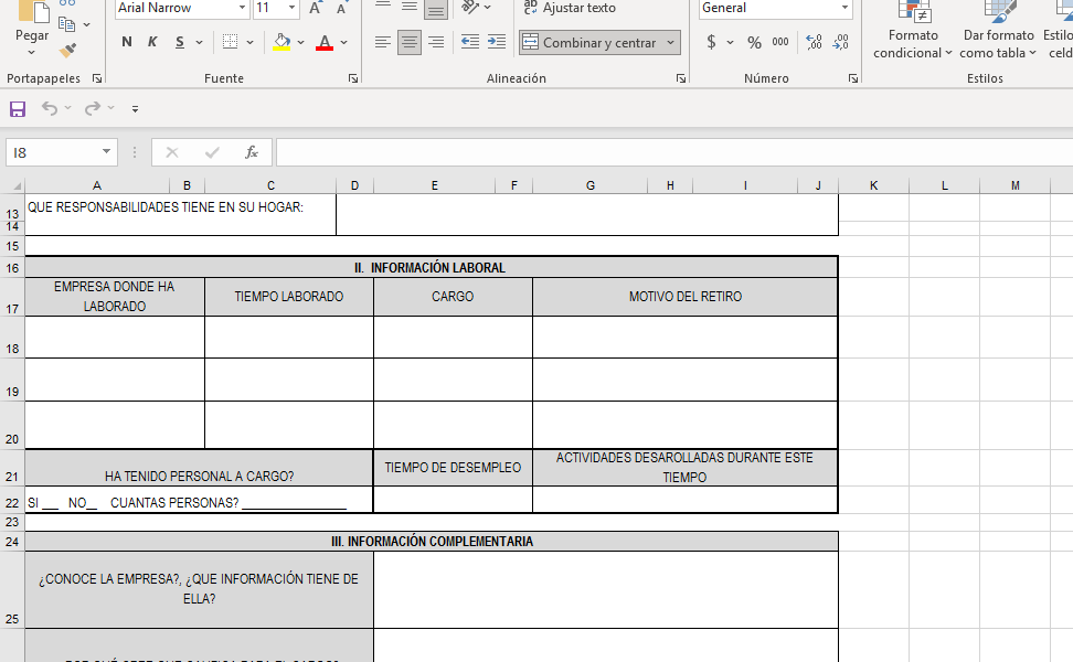 Formato de entrevista ejemplo En excel Efector Consultores