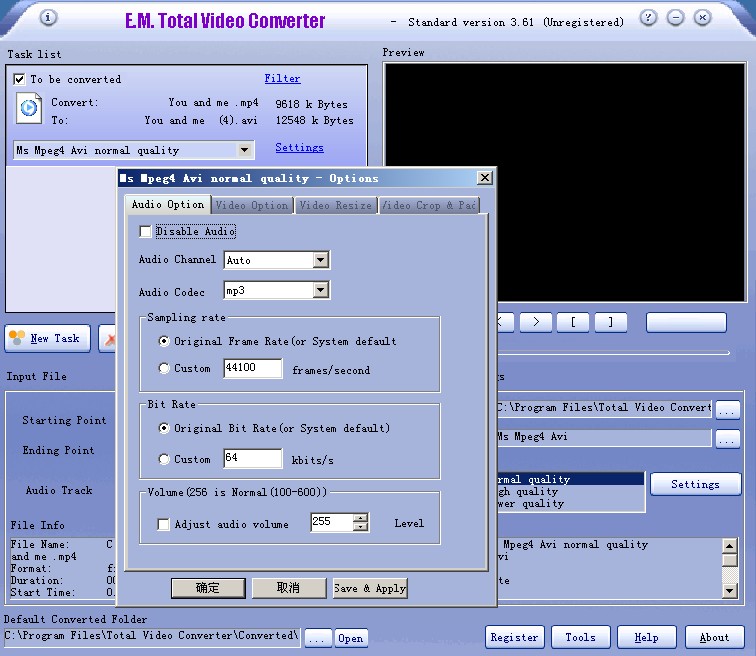How to convert MP4 to AVI with Total Video Converter?
