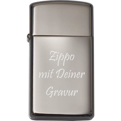 ZIPPO Slim 'Black Ice' mit Gravur Effekt Gravur
