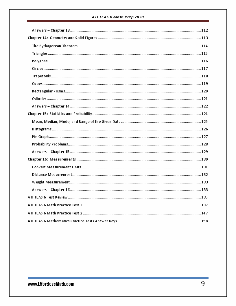 ATI TEAS 6 Math Prep 2020 A Comprehensive Review and StepByStep