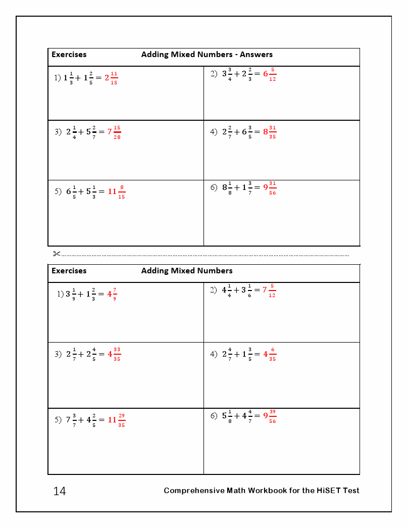 Comprehensive Math Workbook for the HiSET Test Student Workbook and 2 FullLength Practice