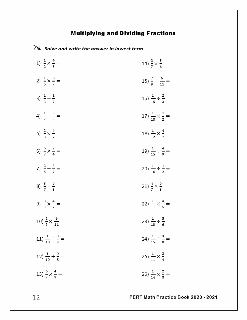 Comprehensive PERT Math Practice Book 2020 2021 Complete Coverage of