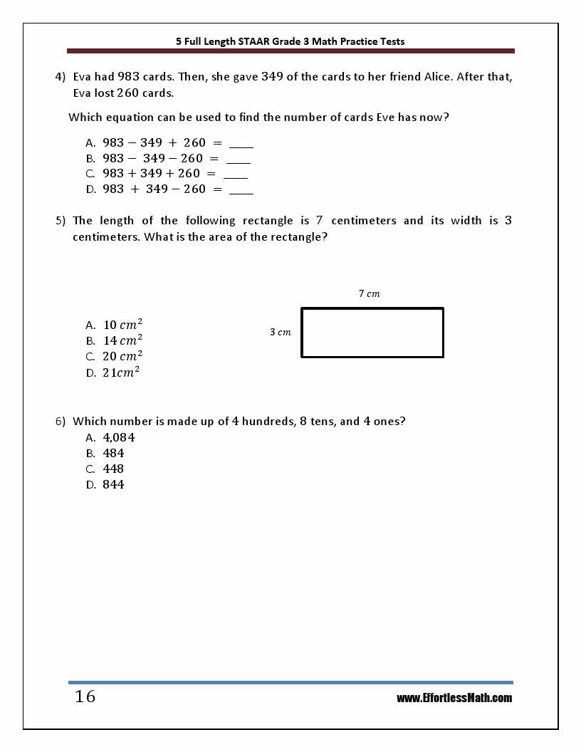 5 FullLength STAAR Grade 3 Math Practice Tests The Practice You Need
