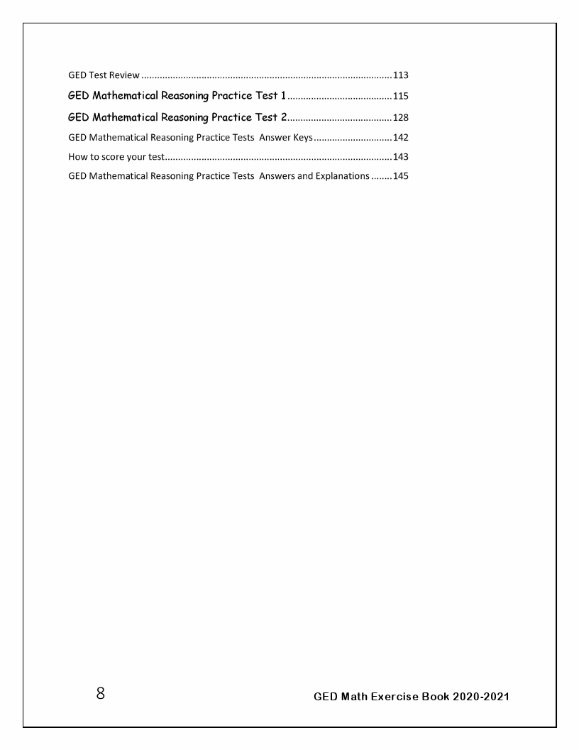 GED Math Exercise Book 20202021 Student Workbook and Two FullLength