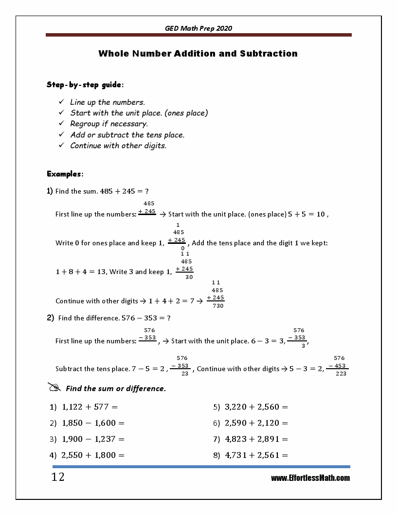 GED Math Prep 2020 A Comprehensive Review and StepByStep Guide to