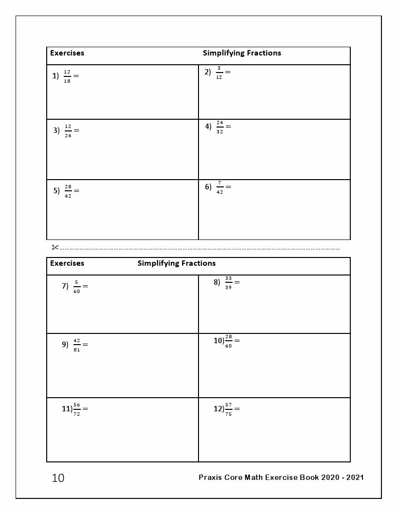 Praxis Core Math Exercise Book 20202021 Student Workbook and Two Full