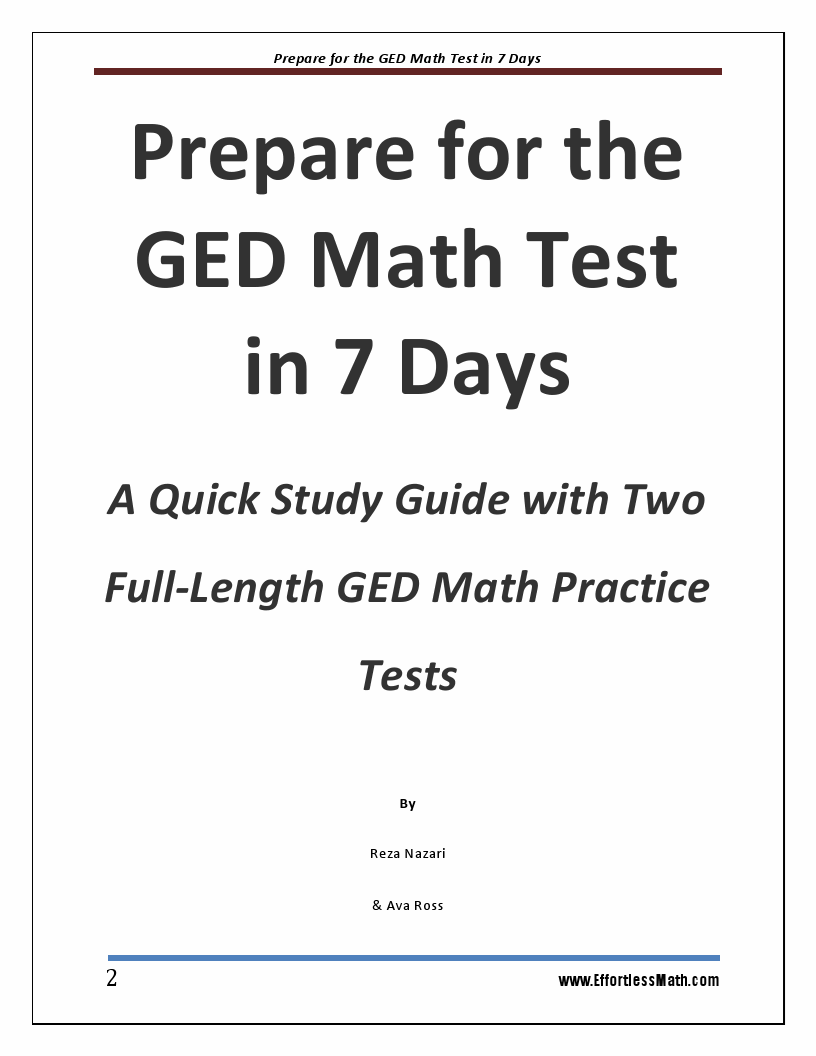 Prepare for the GED Math Test in 7 Days A Quick Study Guide with Two