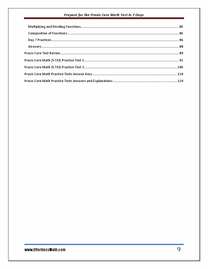 Prepare for the Praxis Core Math Test in 7 Days A Quick Study Guide
