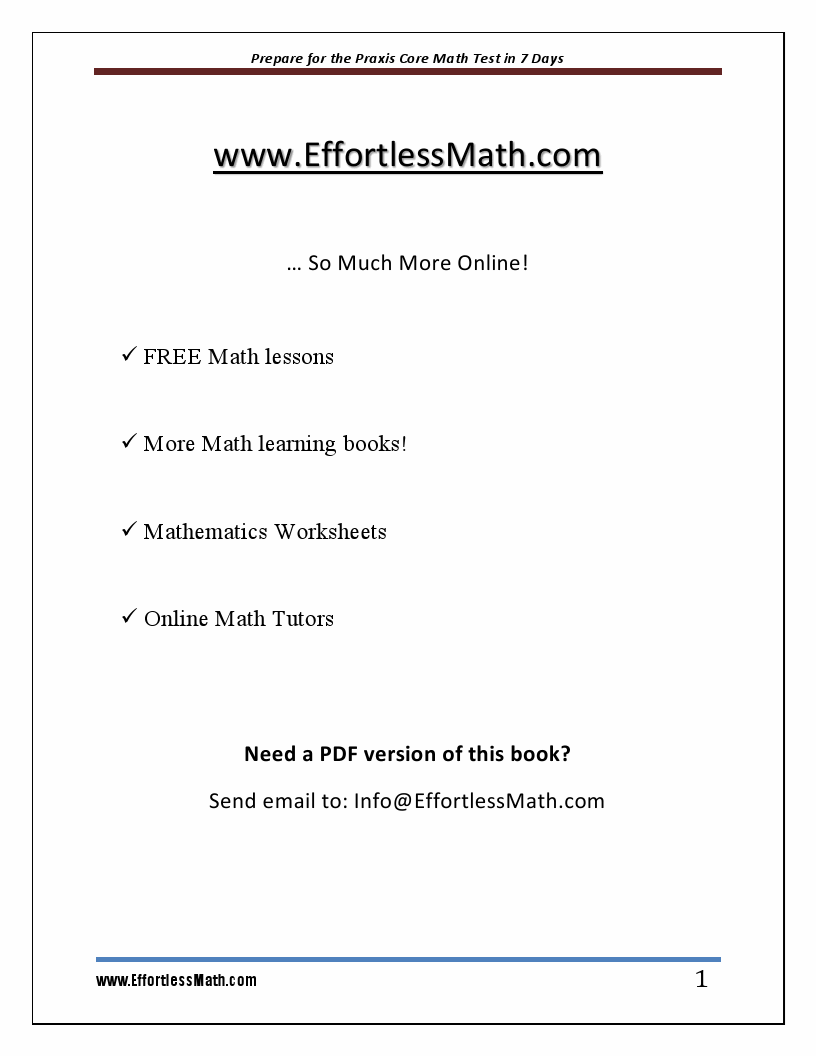 Prepare for the Praxis Core Math Test in 7 Days A Quick