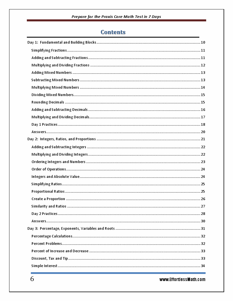 Prepare for the Praxis Core Math Test in 7 Days A Quick Study Guide