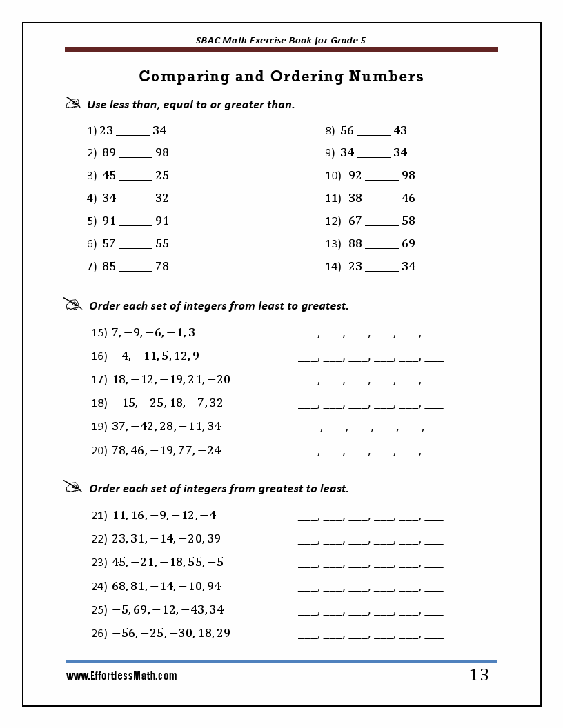 SBAC Math Exercise Book for Grade 5 Student Workbook and Two Realistic