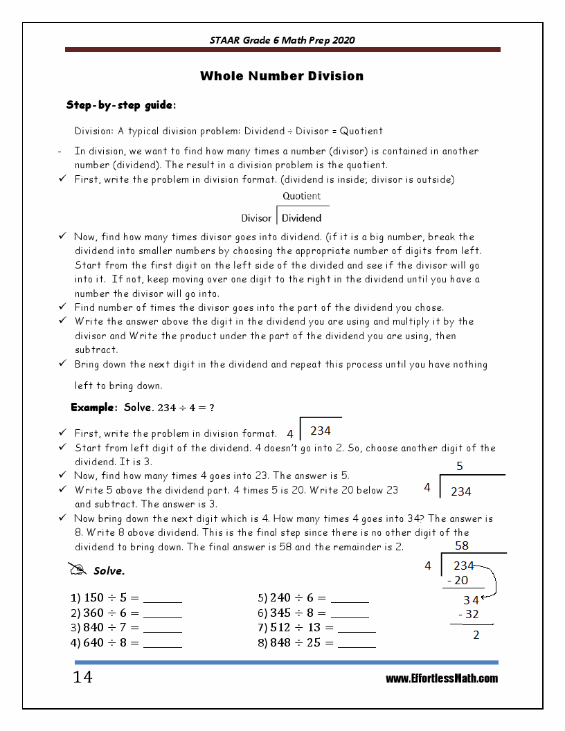 STAAR Grade 6 Math Prep 2020 A Comprehensive Review and StepByStep