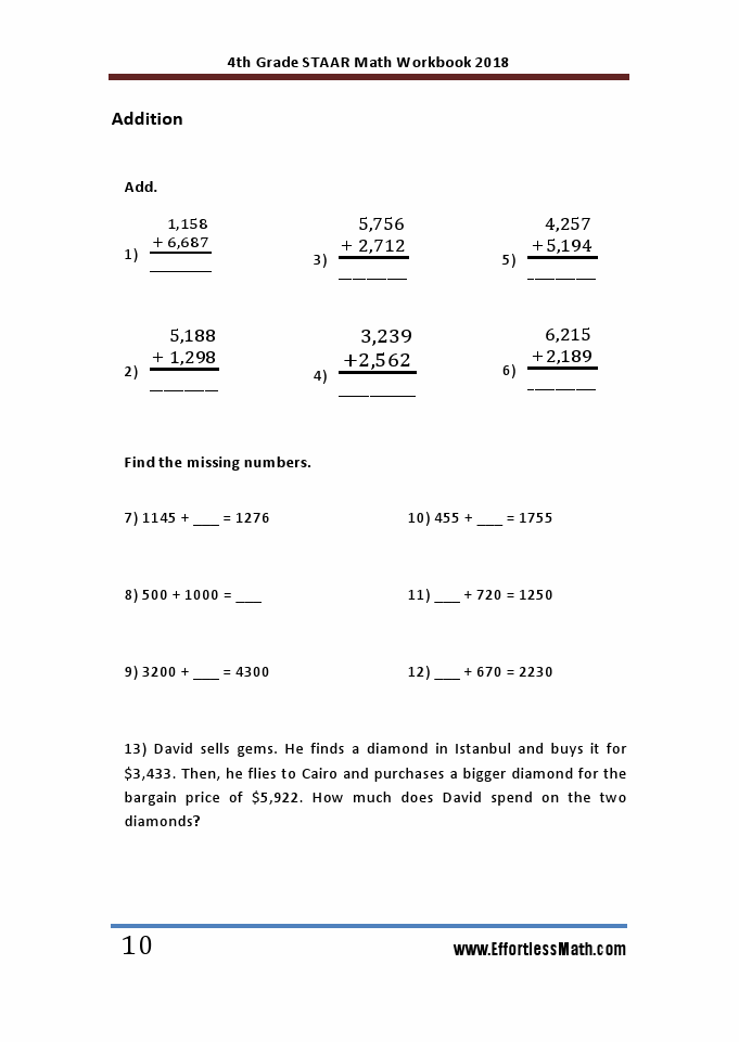 4th Grade STAAR Math Workbook 2018 The Most Comprehensive Review for