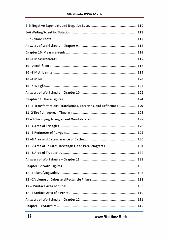6th Grade PSSA Math Workbook 2018 The Most Comprehensive Review for