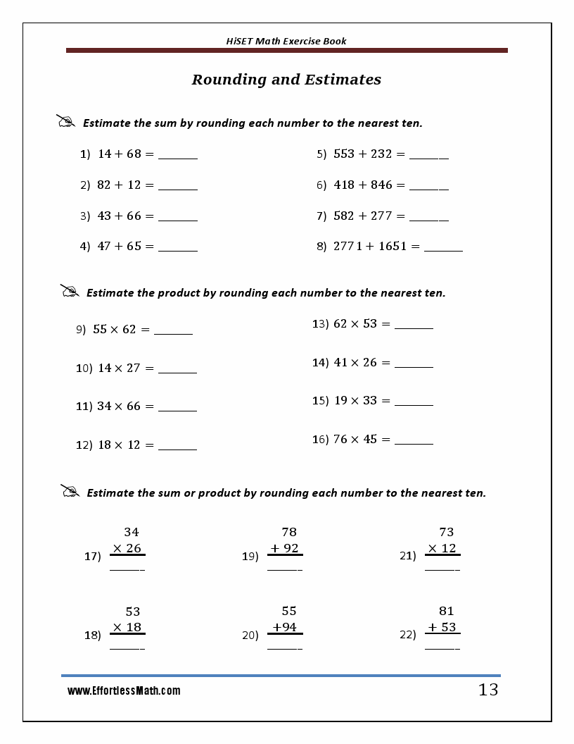 HiSET Math Exercise Book Student Workbook and Two Realistic HiSET Math Tests