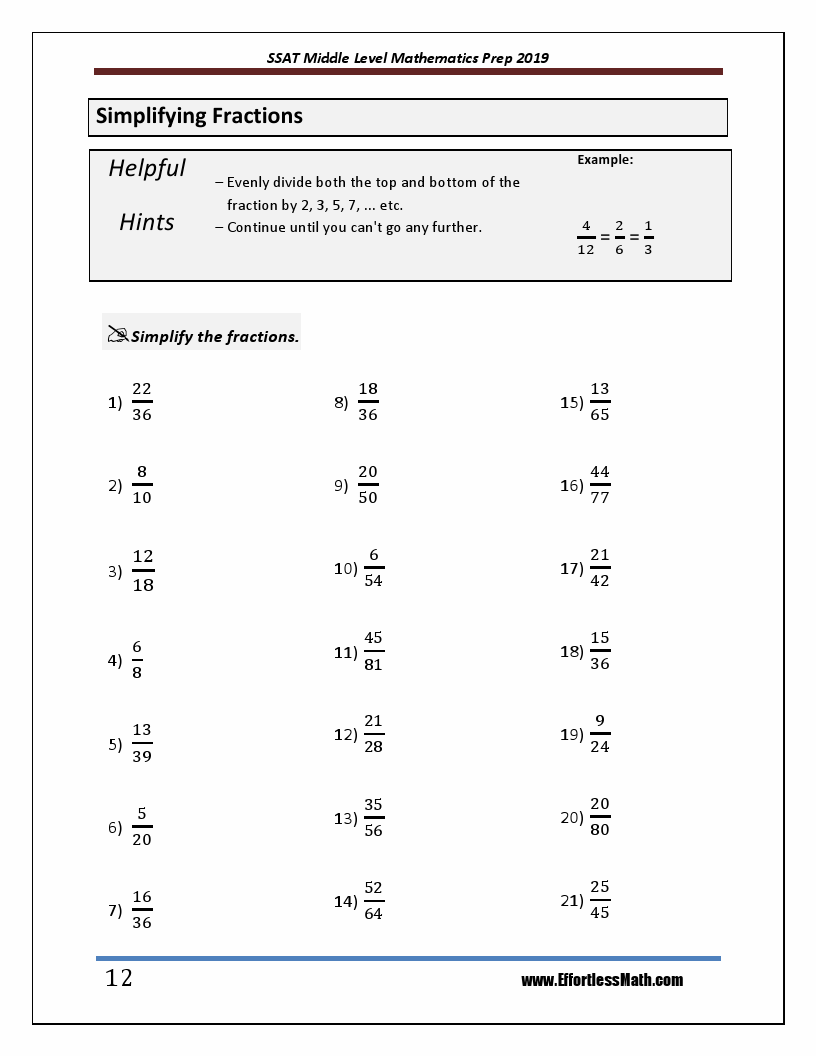 SSAT Middle Level Mathematics Prep 2019 A Comprehensive Review and