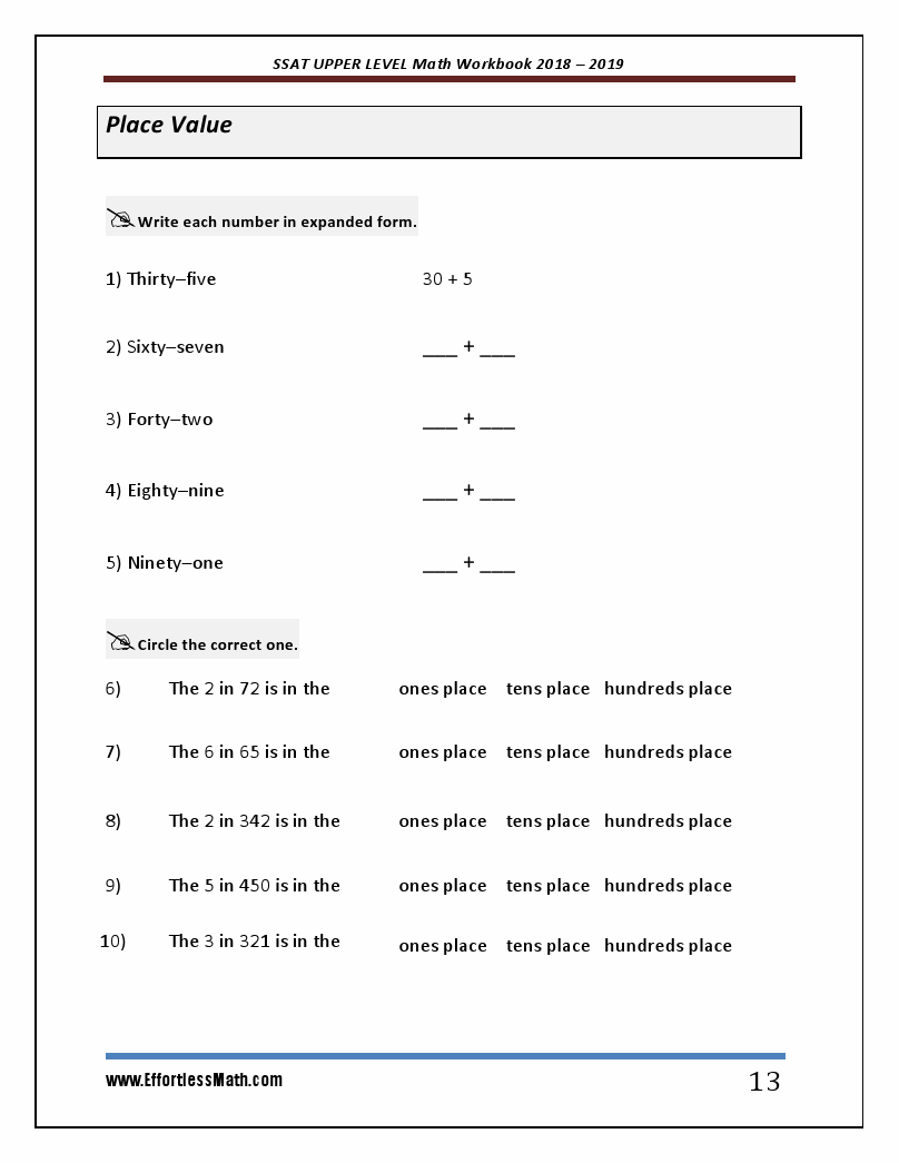 SSAT UPPER LEVEL Math Workbook 2018 2019 The Most Comprehensive