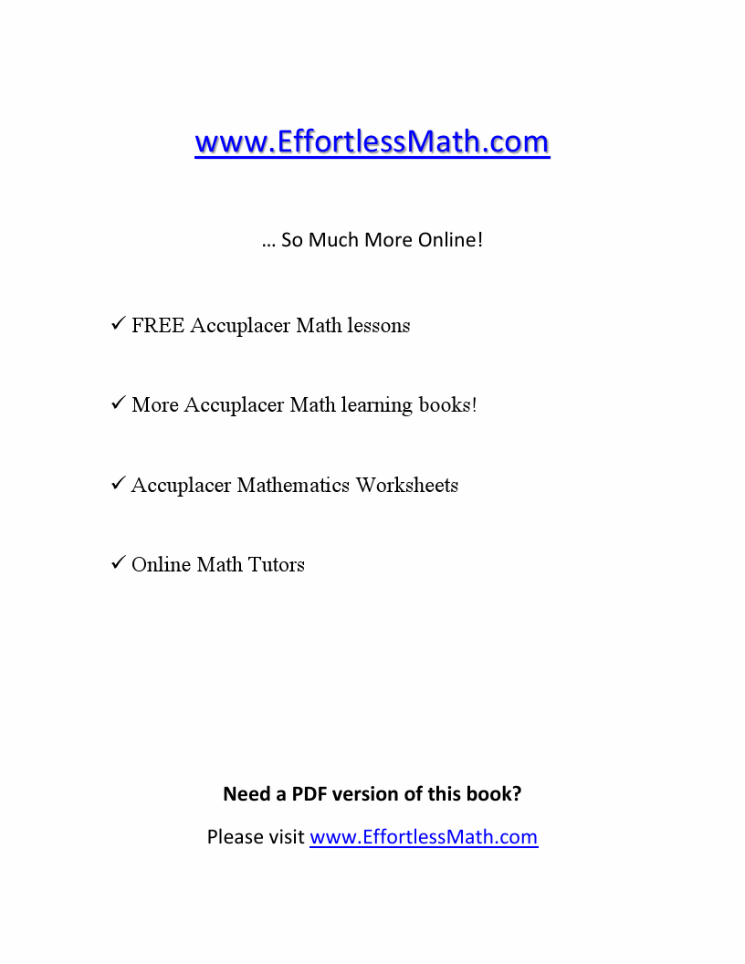 5 Accuplacer Math Practice Tests Extra Practice to Help Achieve an Excellent Score Effortless
