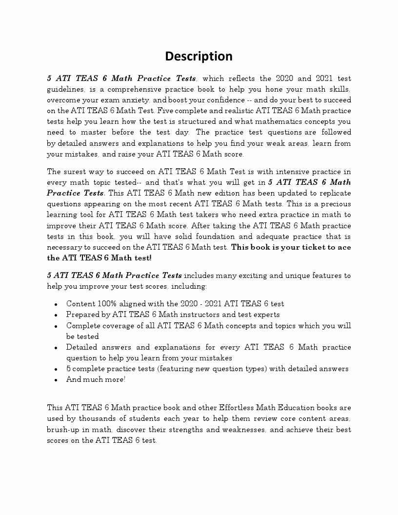 5 ATI TEAS 6 Math Practice Tests Extra Practice to Help Achieve an