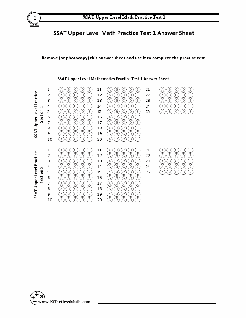 5 SSAT Upper Level Math Practice Tests Extra Practice to Help Achieve