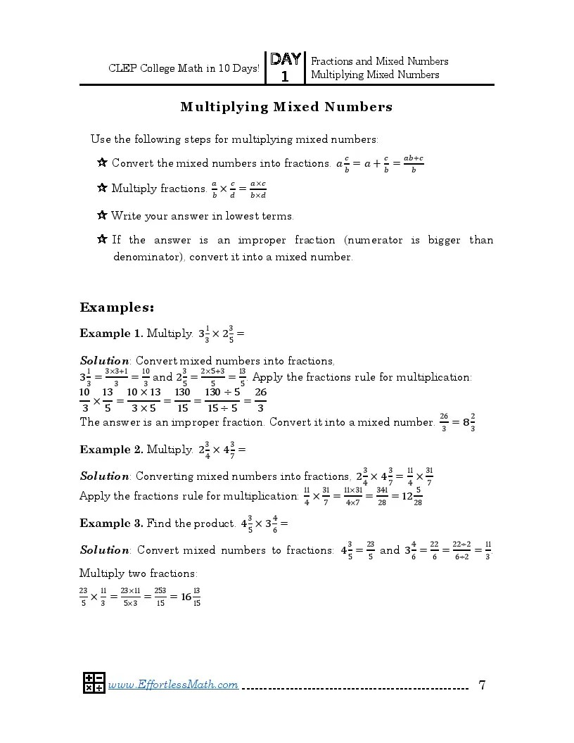 CLEP College Math in 10 Days The Most Effective CLEP College Math