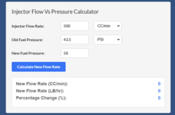 Fuel Injector Fuel Pump Engine Power Flow Rate Calculator