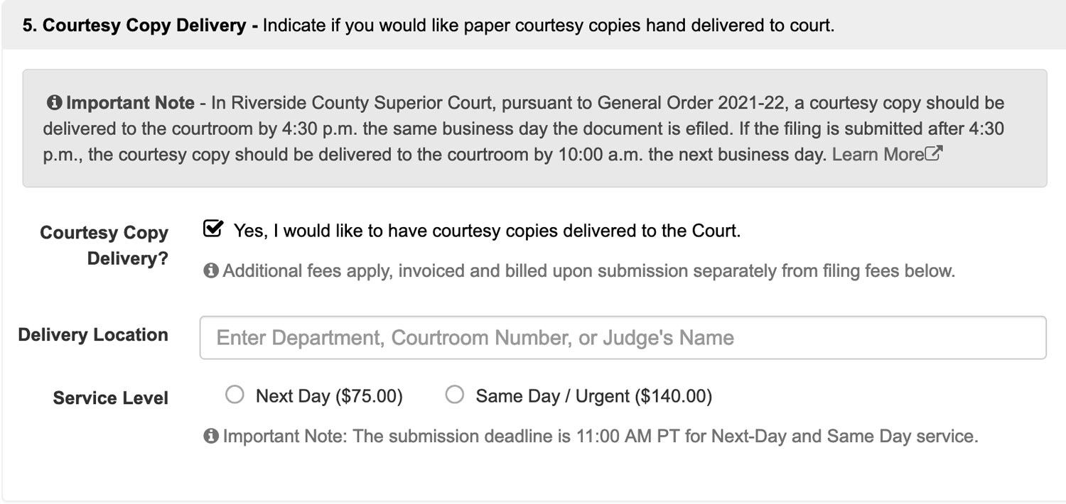 File on an Existing Case in the Riverside, California Superior Courts