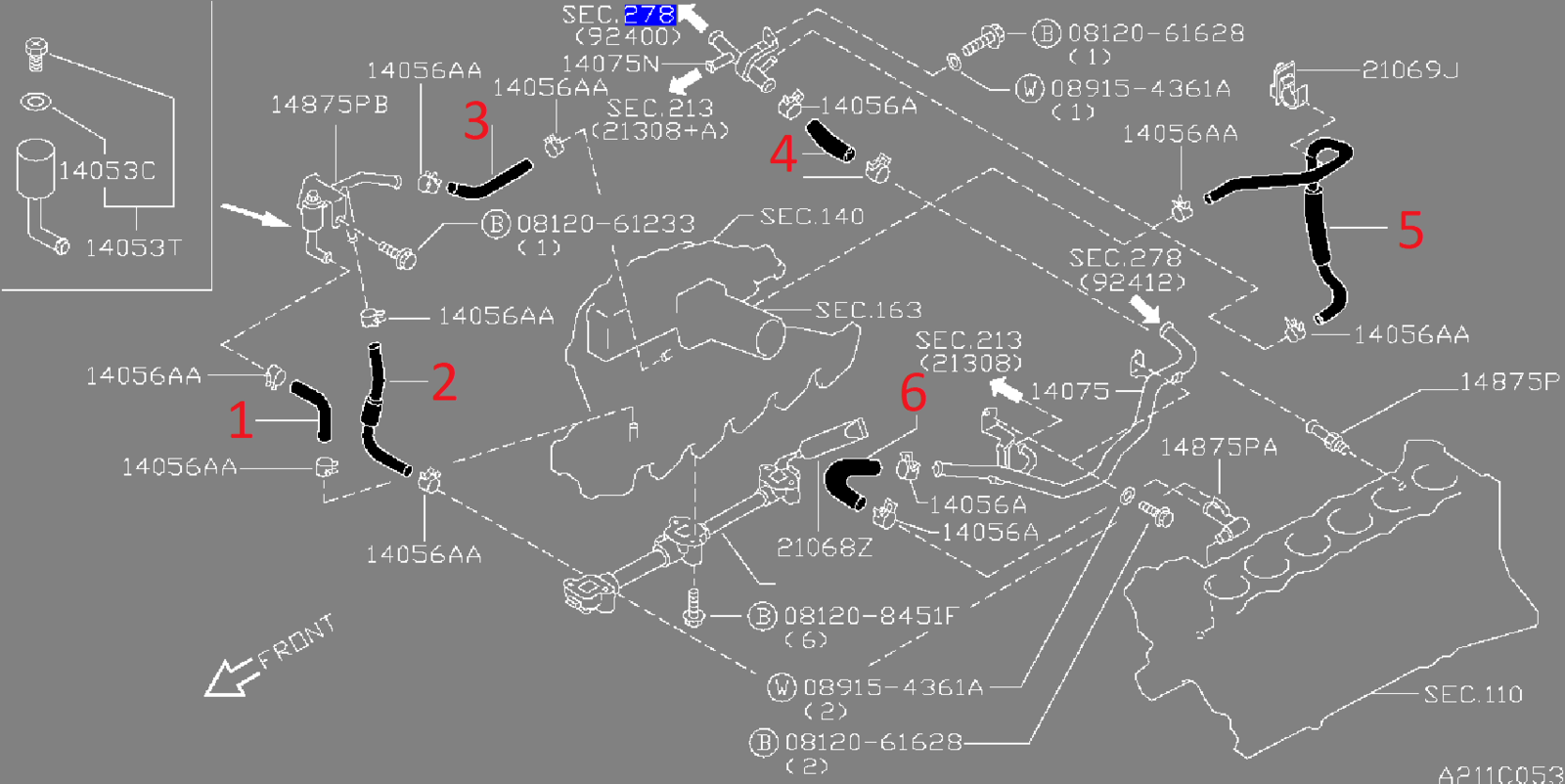 Genuine Nissan Heater and Coolant Hoses (RB25DET) "C34" Laurel