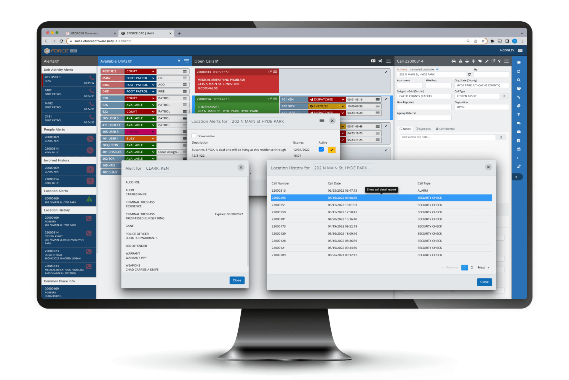 Computer Aided Dispatch CAD Software EFORCE