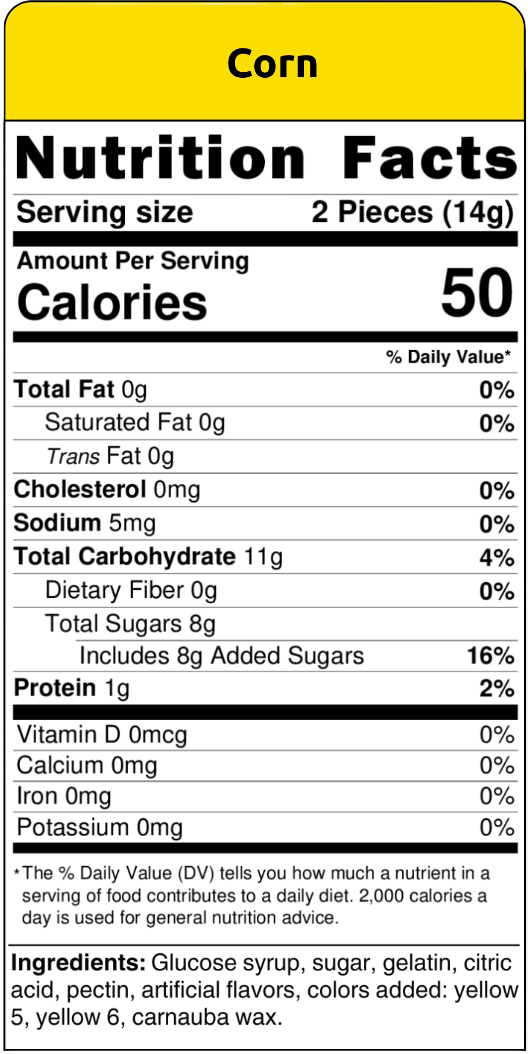 Nutritional Facts Efrutti