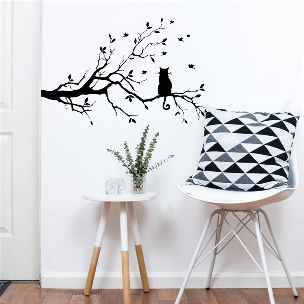 Buy Cat on Long Tree Branch Wall Sticker Cats Art Kids Room Decor in Pakistan