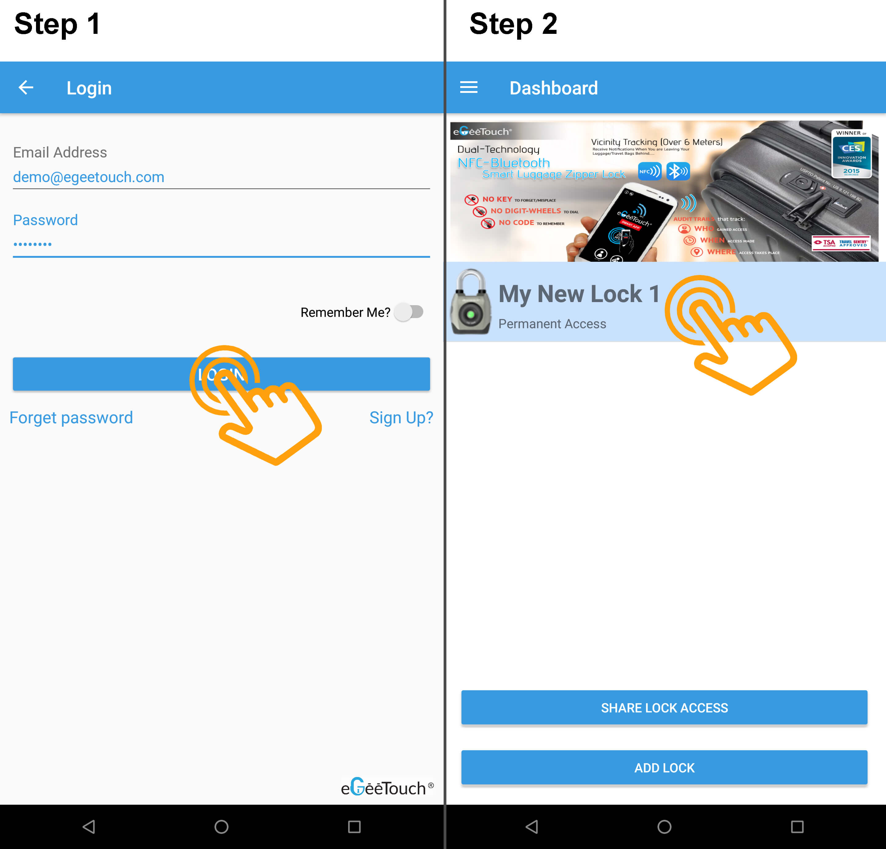 Travel Padlock eGeeTouch Innovative Smart Electronic Locks