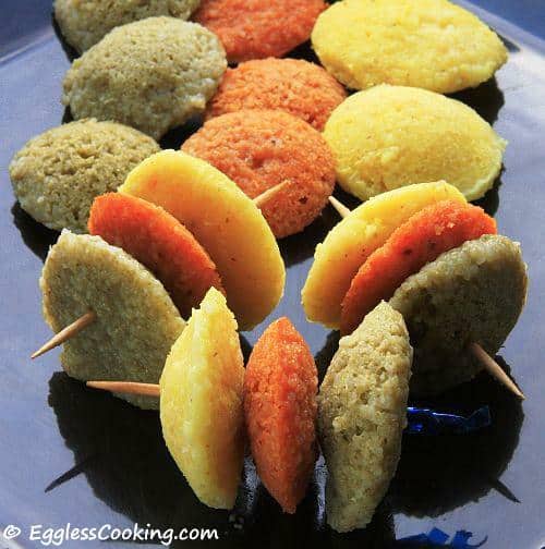 How to prepare Colorful Cocktail Idlis Eggless Cooking