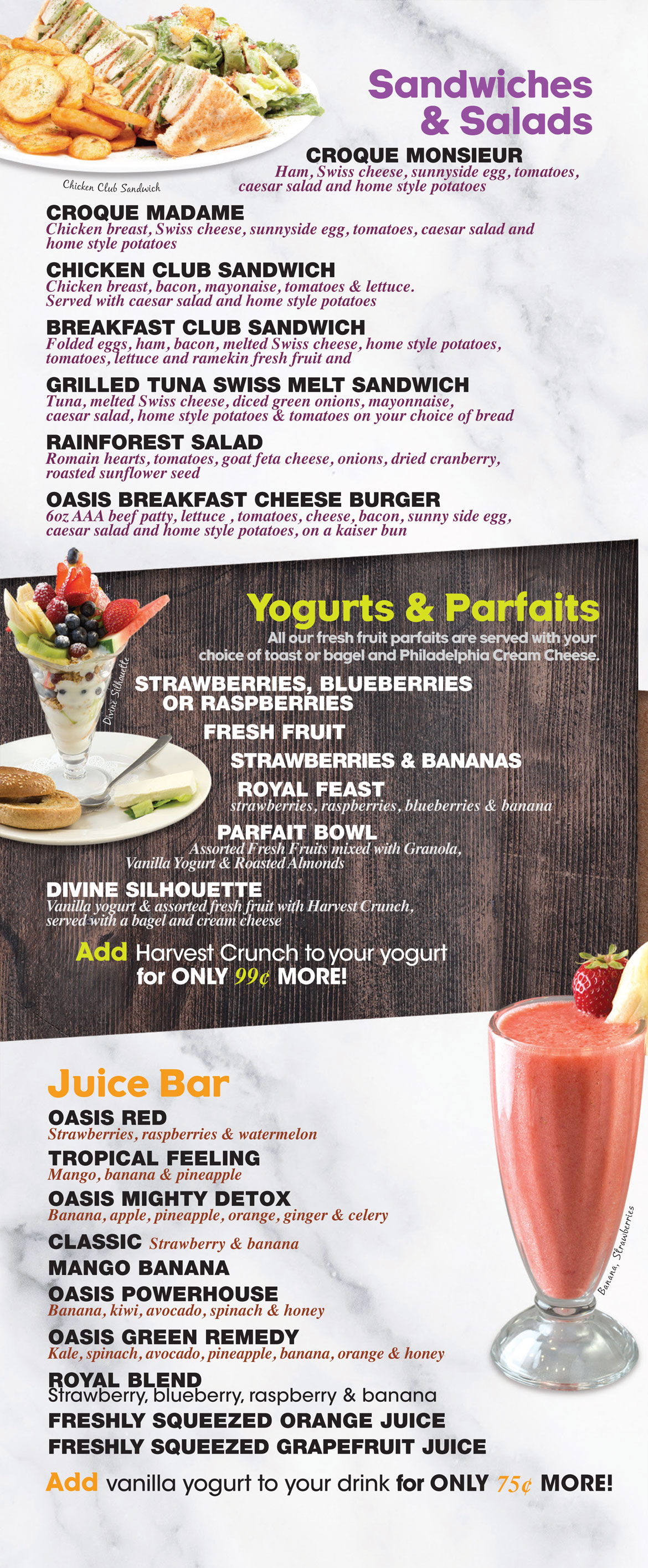 Menu EggsOasis Restaurant Breakfast and Lunch