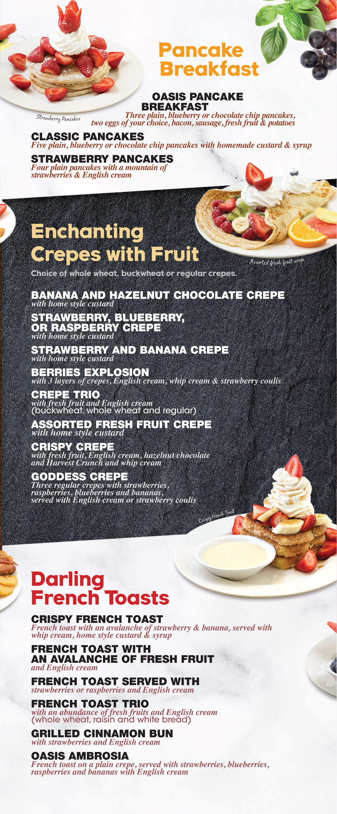 Menu EggsOasis Restaurant Breakfast and Lunch