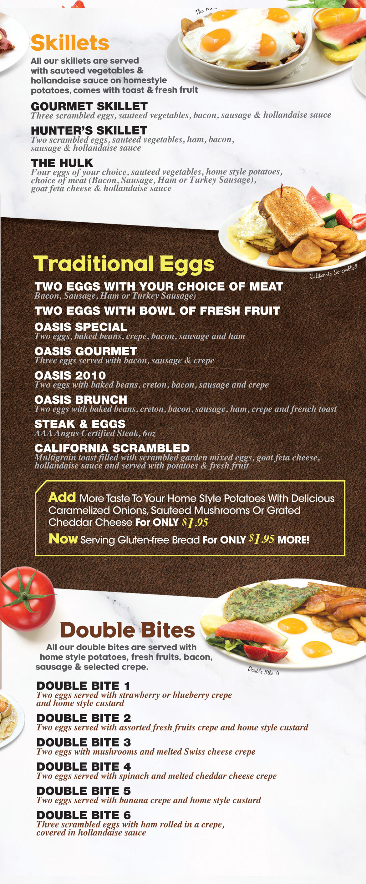 Menu EggsOasis Restaurant Breakfast and Lunch