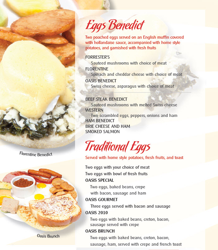 Menu EggsOasis Restaurant Breakfast and Lunch