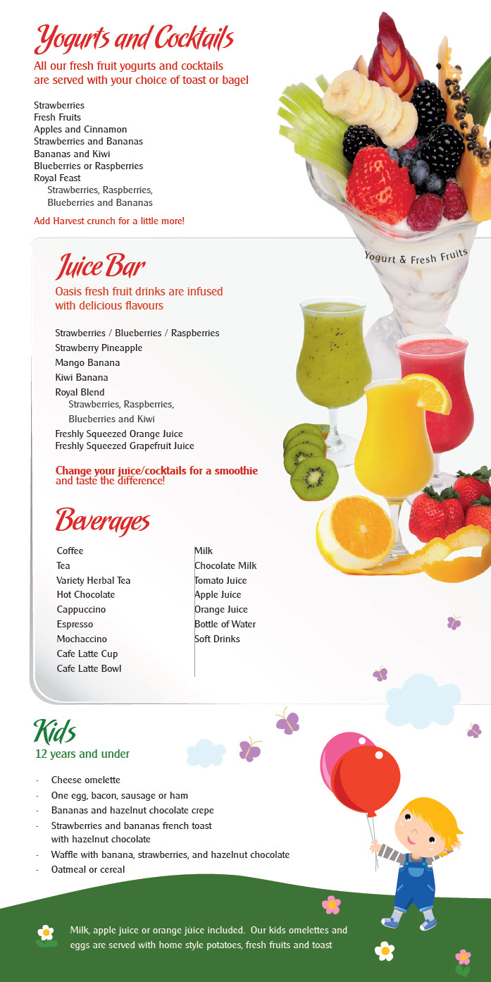 EggsOasis Restaurant Breakfast and Lunch Menu