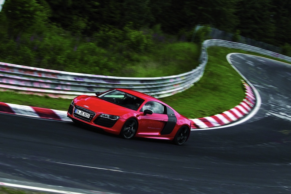 Audi R8 etron Nurburgring Lap Front 7/8 View egmCarTech