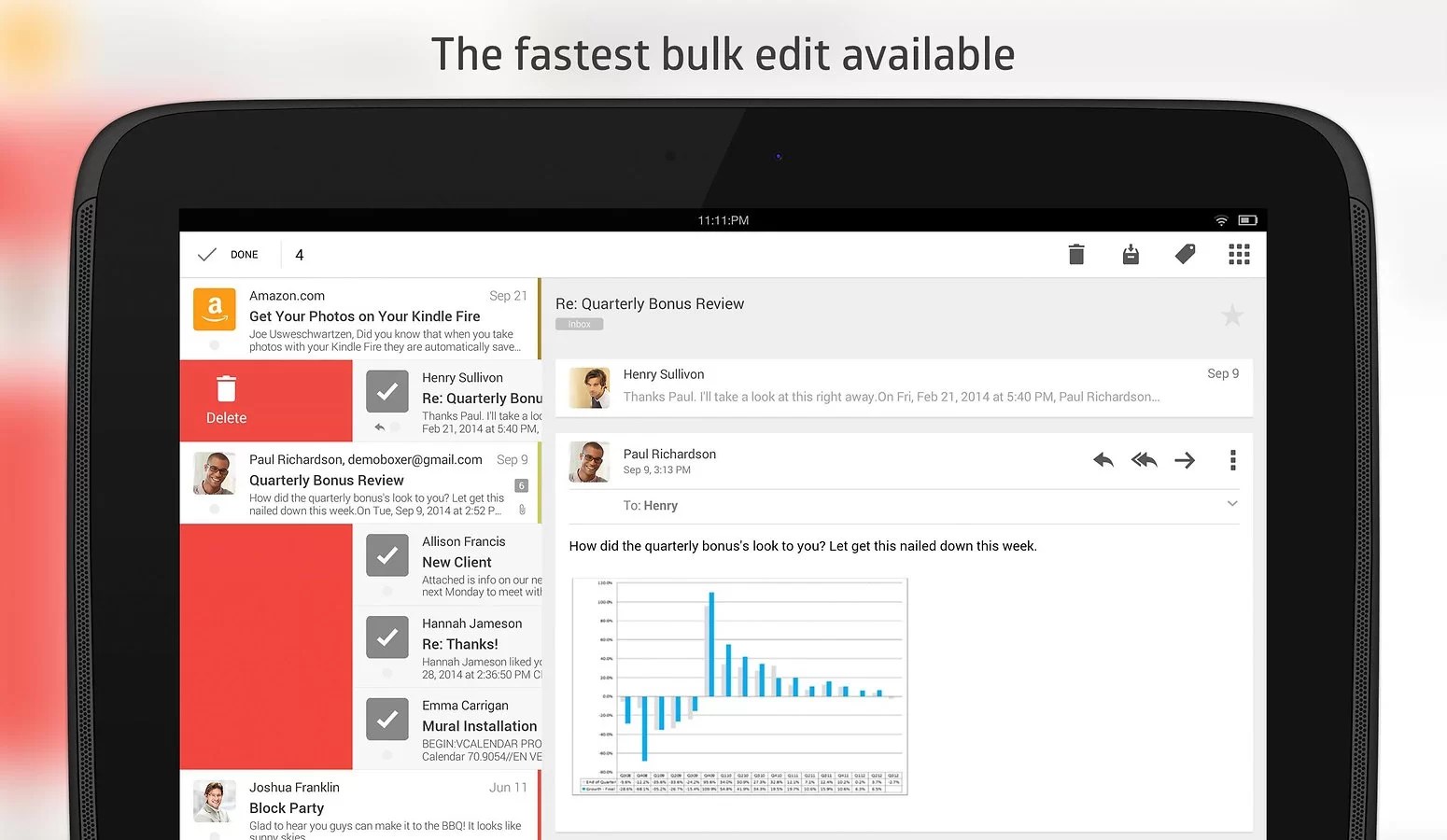 تطبيق البريد الإلكتروني Boxer بتصميم ماتيريال ديزاين