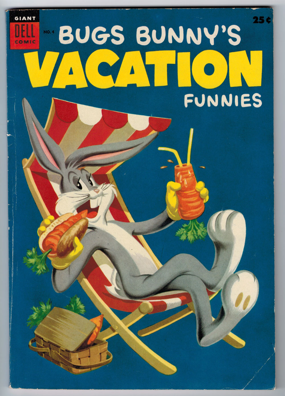 DELL GIANT BUGS BUNNY'S VACATION FUNNIES 4 4.0 OFFWHITE TO WHITE PAGE