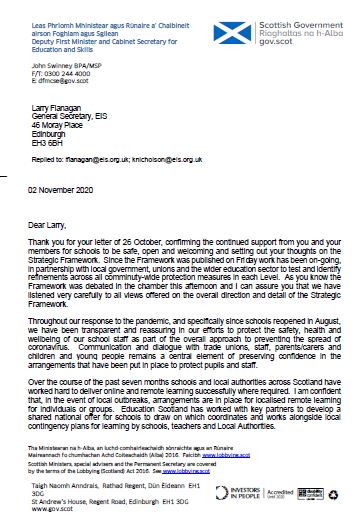 Response from Deputy First Minister