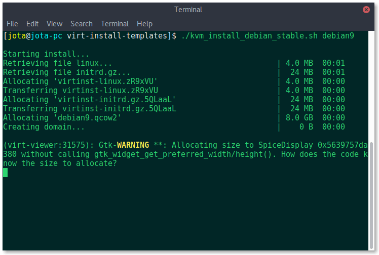 Plantillas virtinstall para crear rápidamente máquinas virtuales KVM