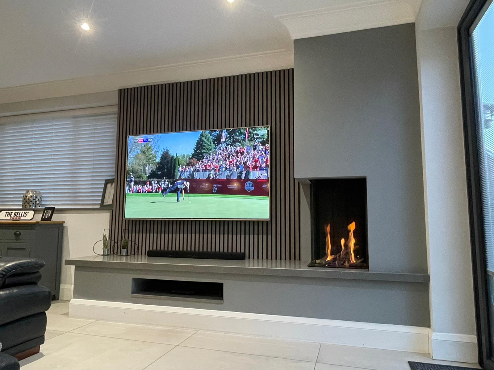 Vision TRIMLINE TL35 Corner Gas Fire Media Wall ELB Fireplaces